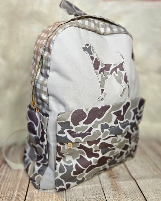 Camo Dog Boys Embroidered Backpack