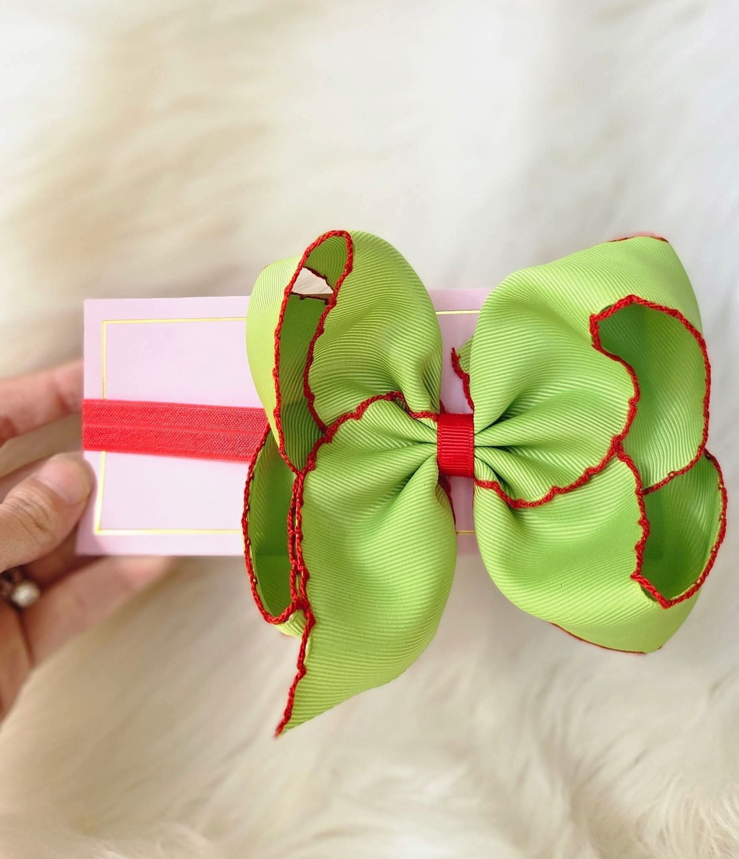 Green Trim Headband Bow