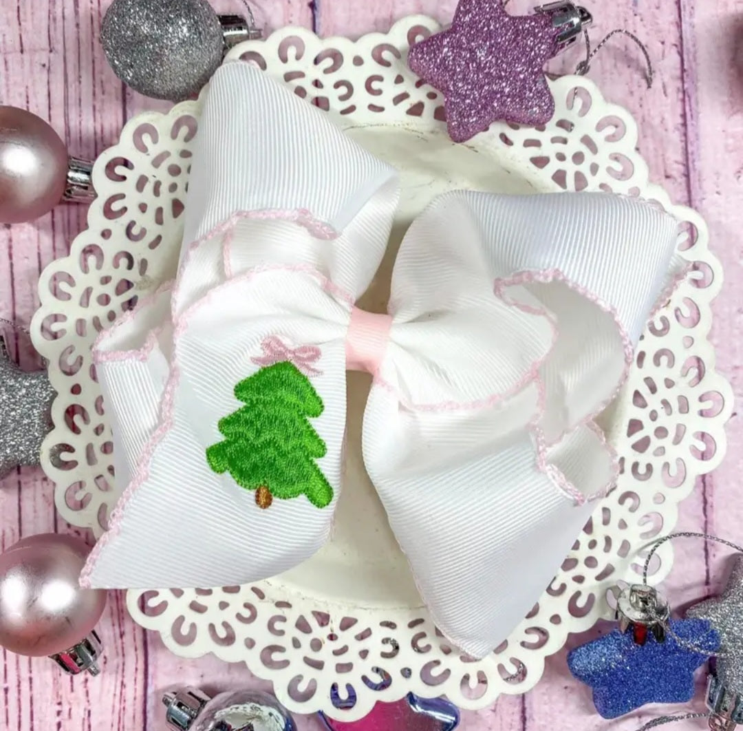 Pink Christmas Tree Clip Bow