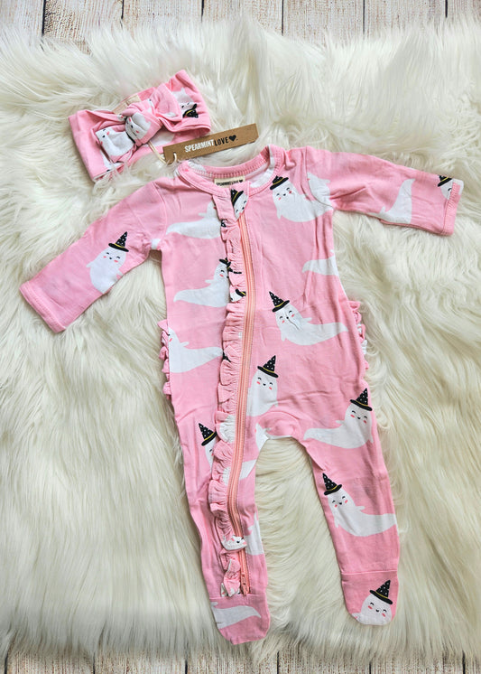 Pink and Sppoky Baby Girls Zippy