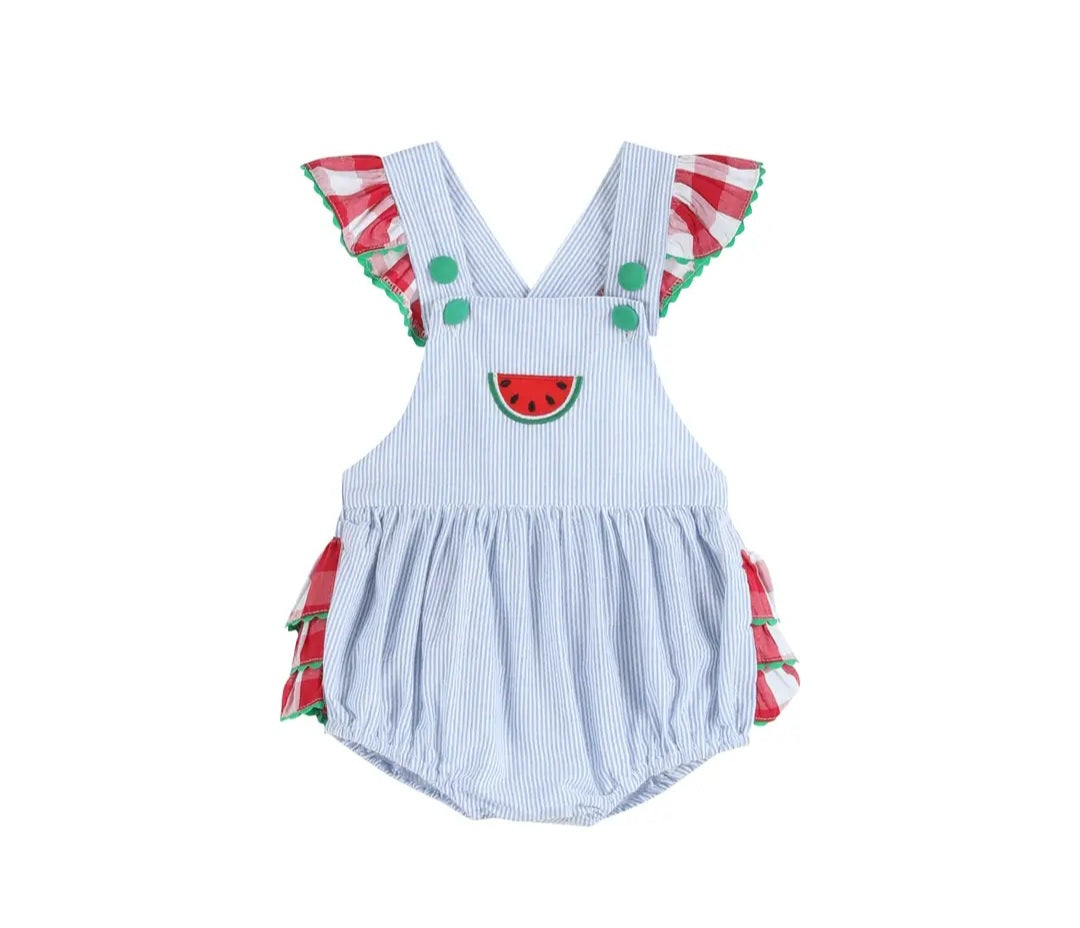 Watermelon Summer Crossback Ruffle Bubble #572