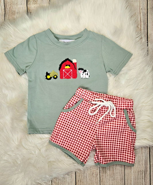 Boys Embroidered Farm Set
