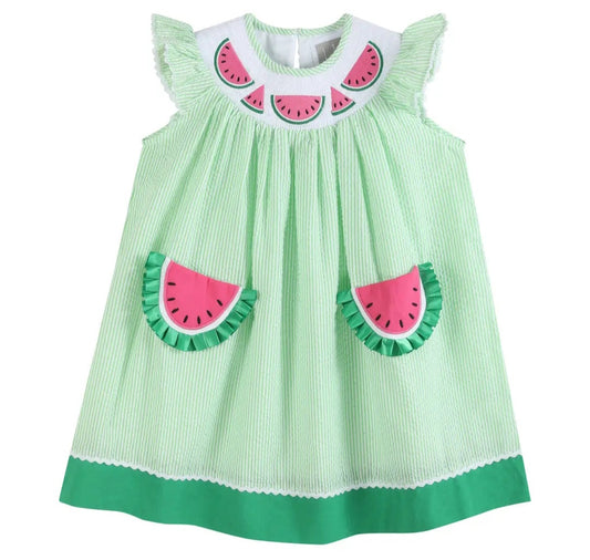 Watermelon Pocket Smocked Dress #571
