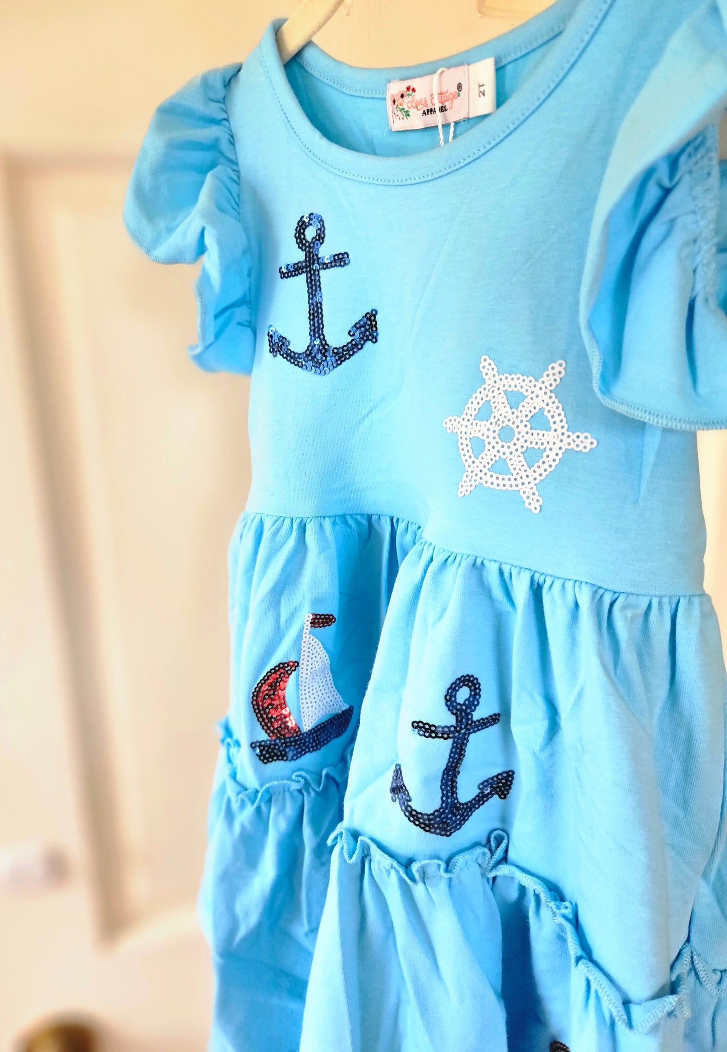 Sail Boat/Anchor Sequin Blue Dress #526