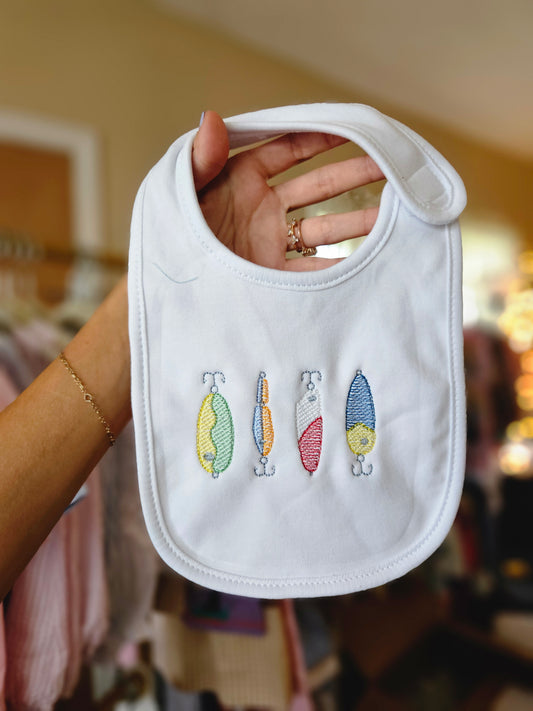 Boys Lure Embroidered Bib