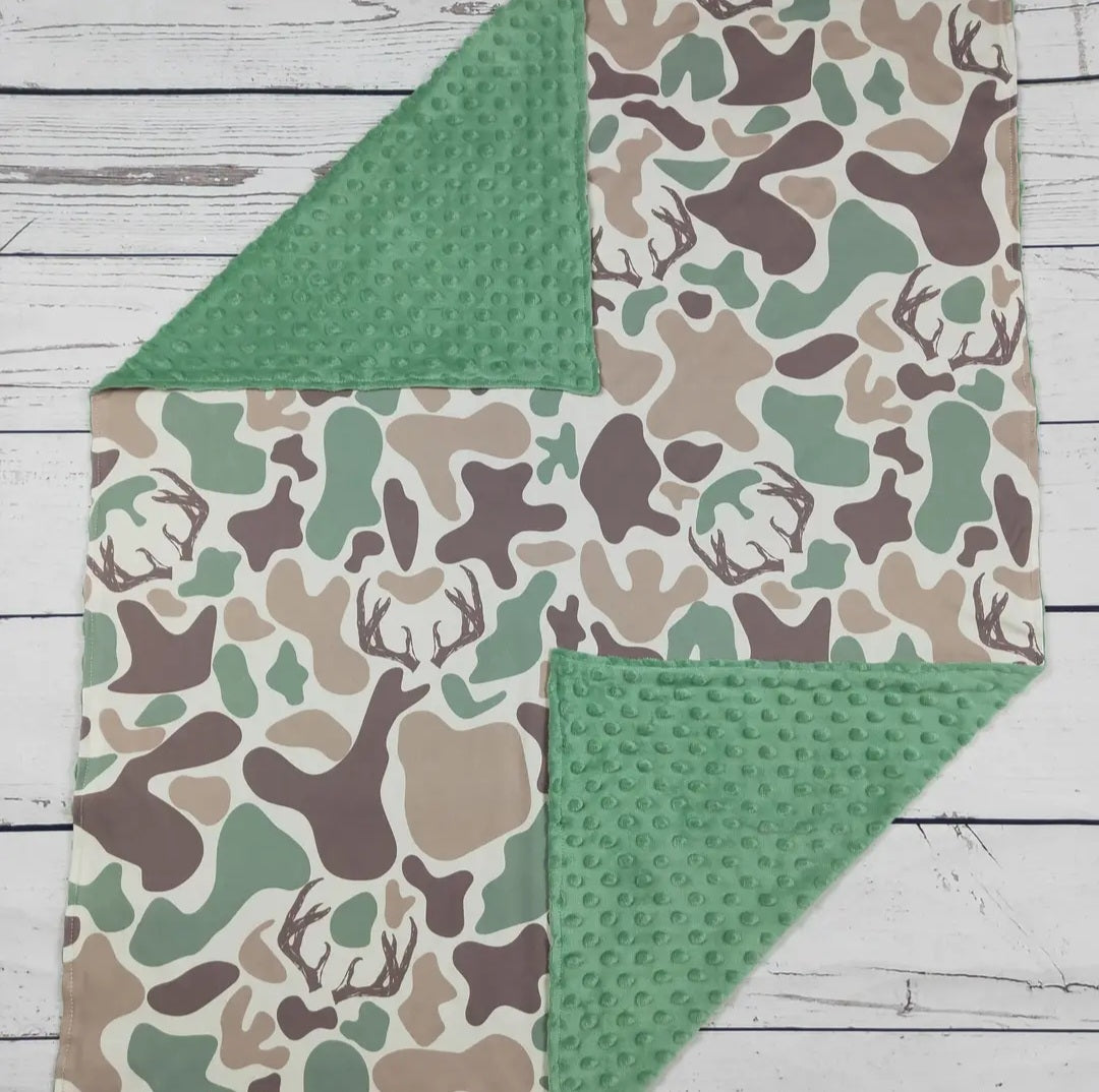 Green and Brown Deer Antlers Infant/Toddler Blanket