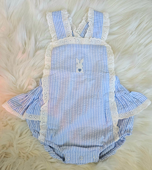 Blue Bunny Cross Back Easter Sunsuit #471