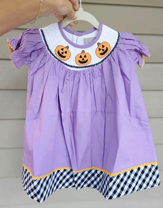 Smocked Girls Jack-O-Lantern Dress