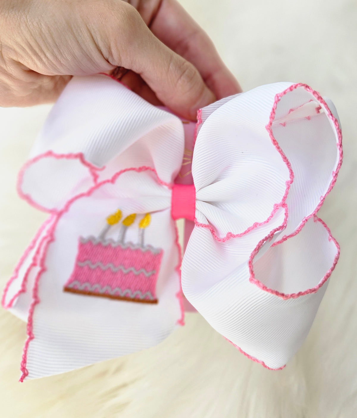 Birthday Cake Clip Bow