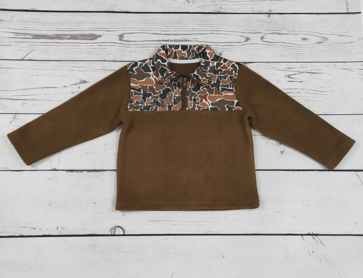 Boy's Brown and Old School Camo Pullover #601