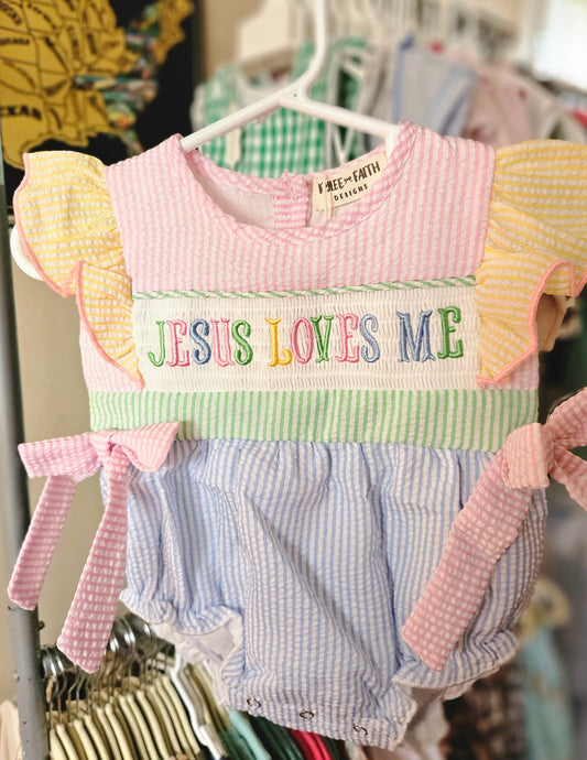 Jesus Loves Me Smocked Bubble #482