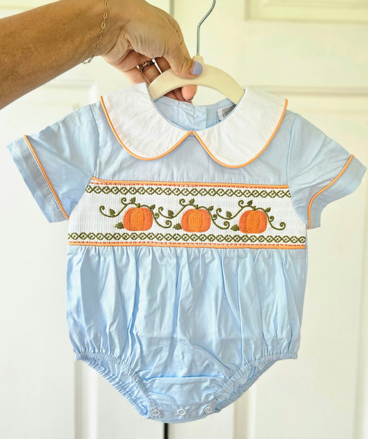 Blue Pumpkin Fall Boys Bubble