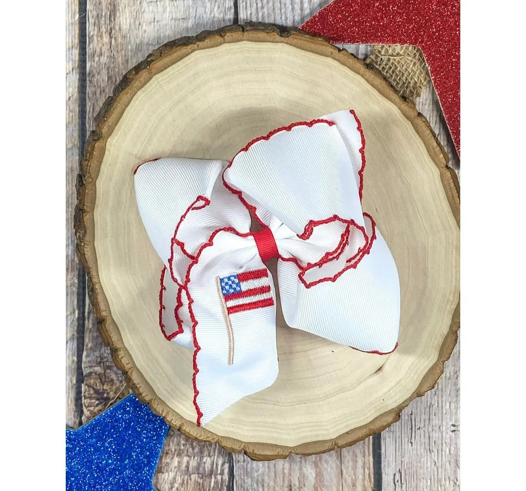 Fourth of July Flag Clip Bow