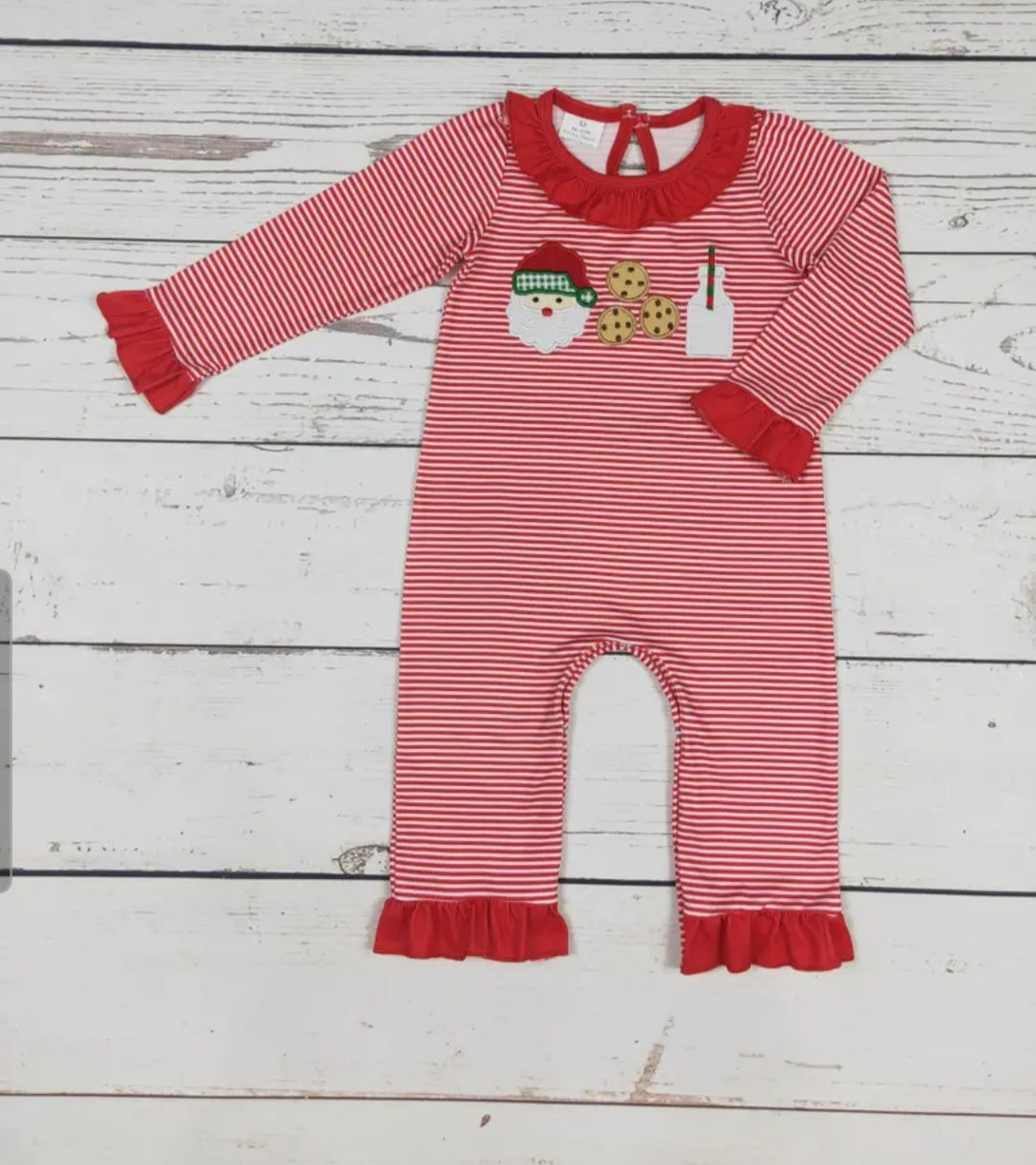 Girls Cookies with Santa, Christmas Ruffle Jumper #599