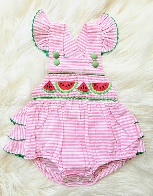Watermelon Summer Ruffle Sunsuit Bubble #506