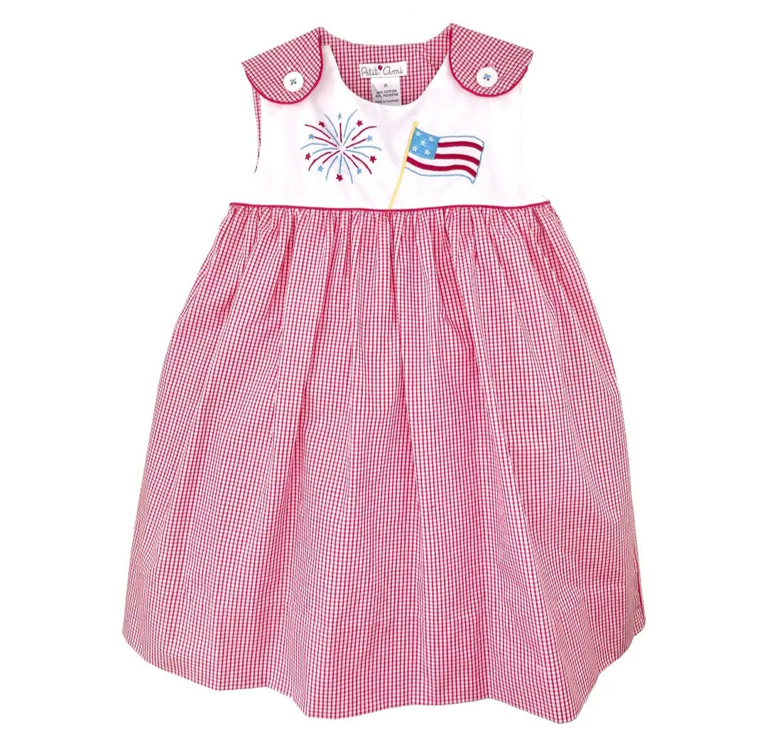 Girls Patriotic Embroidered Summer Dress #469