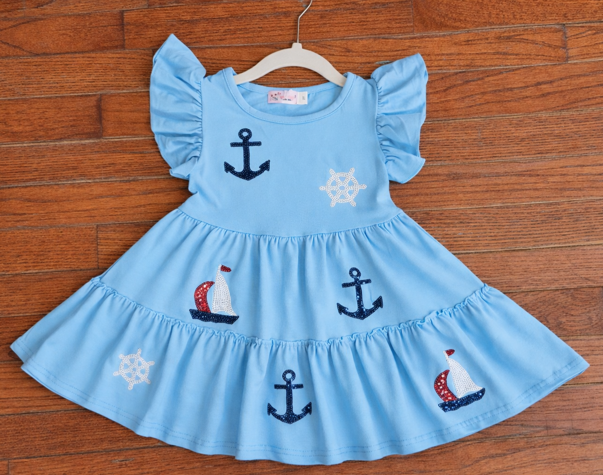 Sail Boat/Anchor Sequin Blue Dress #526