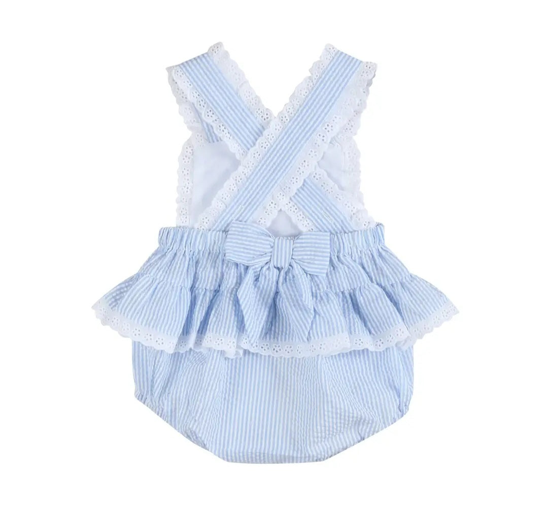 Blue Bunny Cross Back Easter Sunsuit #471