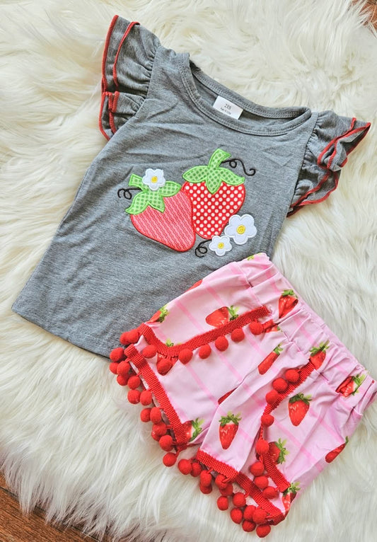 Casual Strawberry Short Set