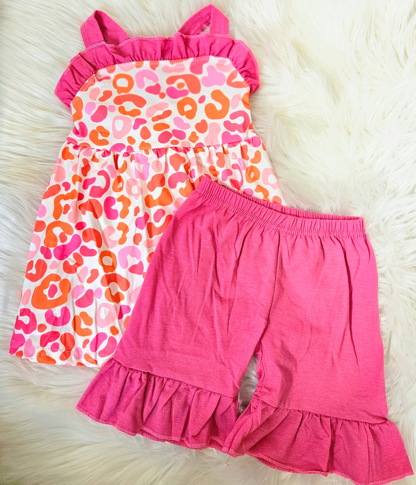 Pink Cheetah Print Summer Short Set #510