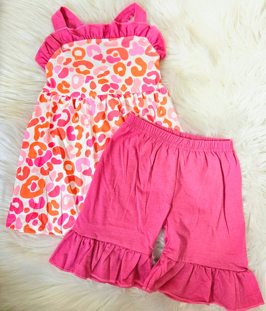 Pink Cheetah Print Summer Short Set #510