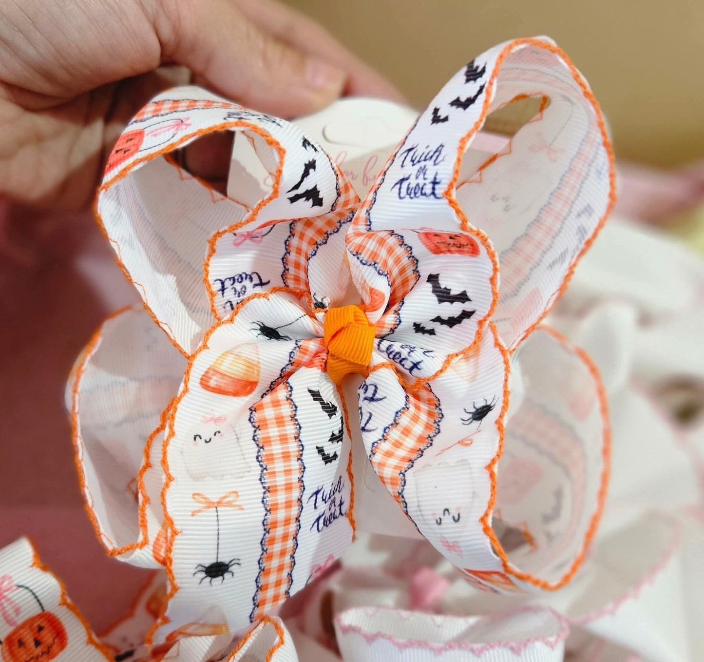 Halloween Print Ribbon clip Bow