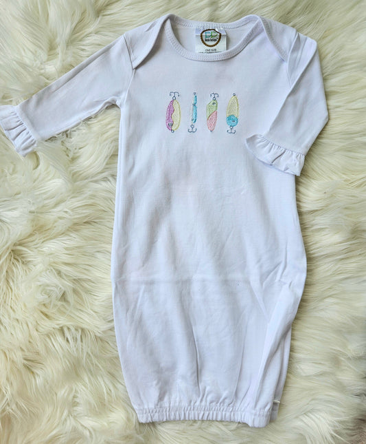 Girls Embroidered Lure Zipper Gown