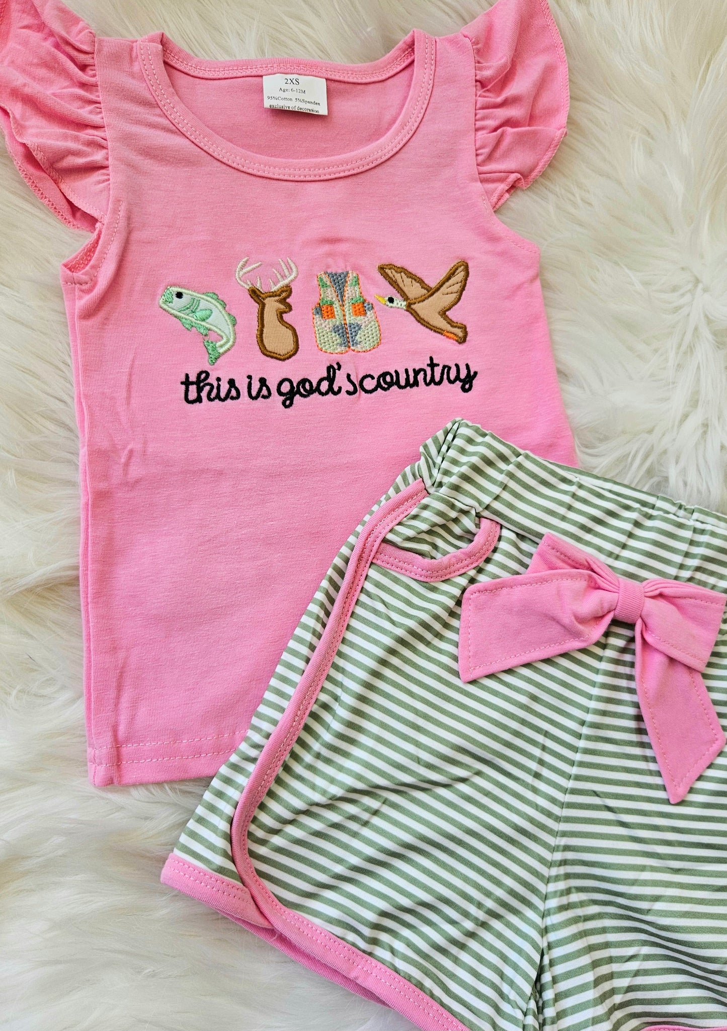 "This is God's Country" Girls Summer Short Set #512