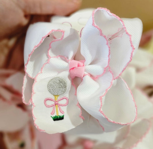 Golf Tee Embroidered Hairbow