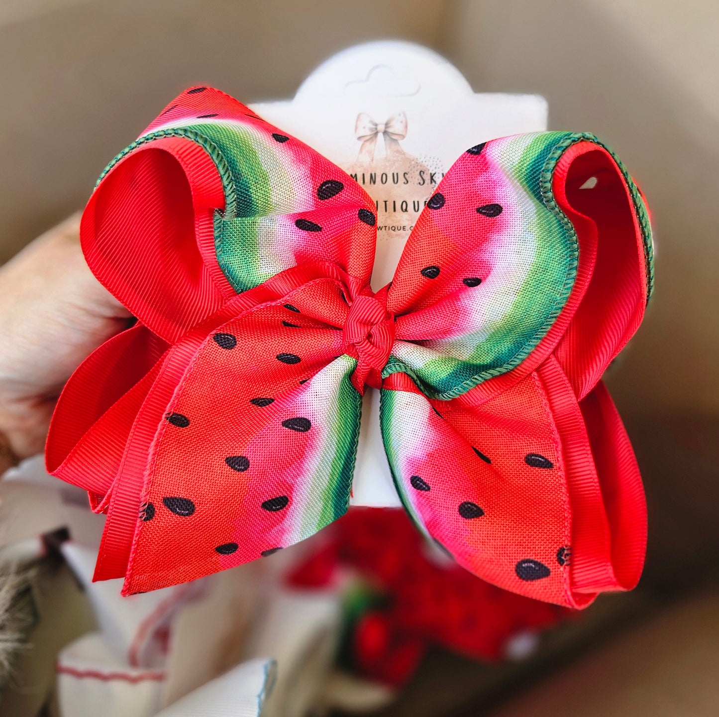 Watermelon Large Clip Bow