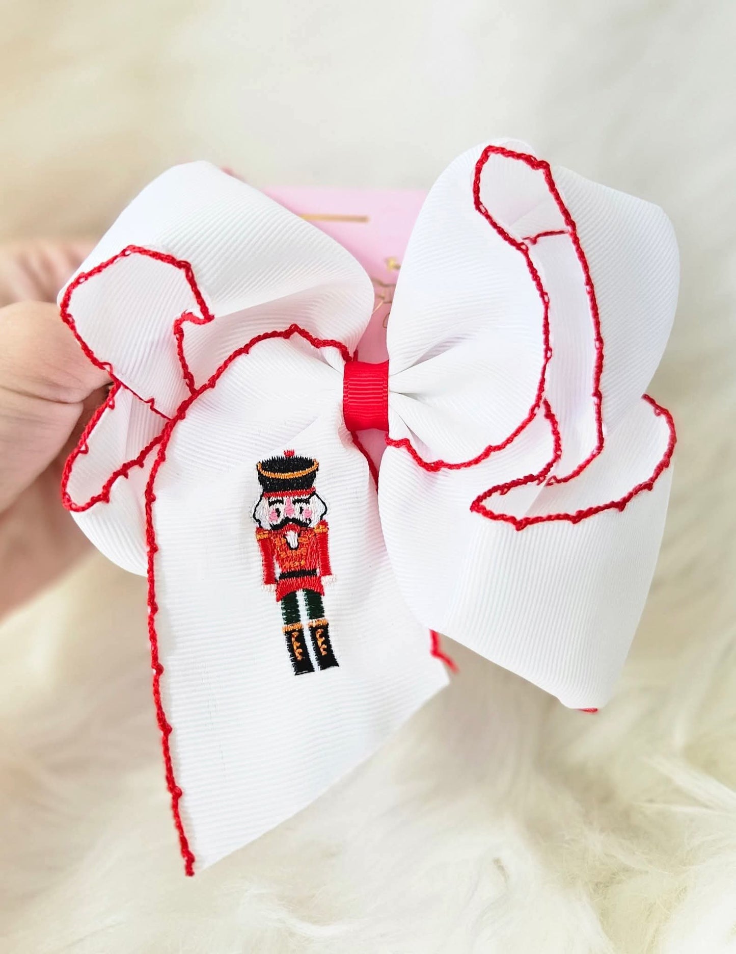Nutcracker Embroidered Clip Hairbow