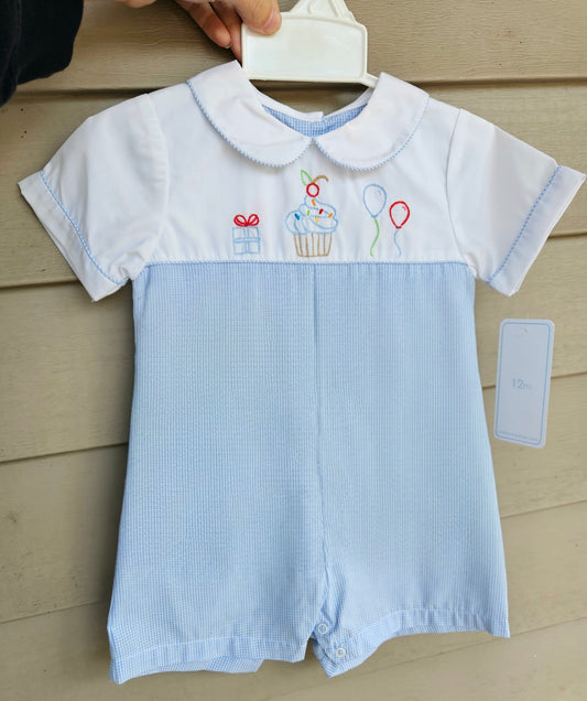 Birthday Boy Embroidered Birthday Romper
