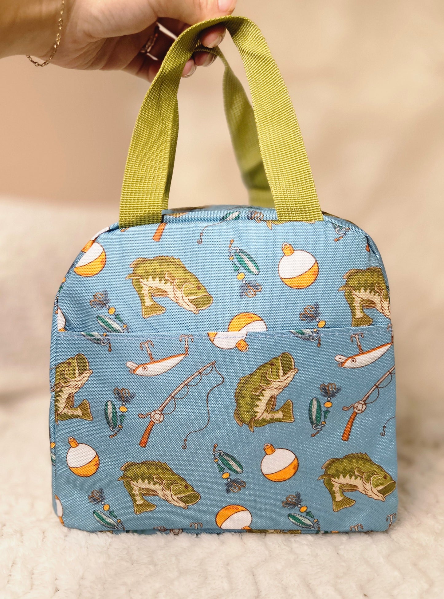 Light Blue/Green Bass Fishing Lunch Box