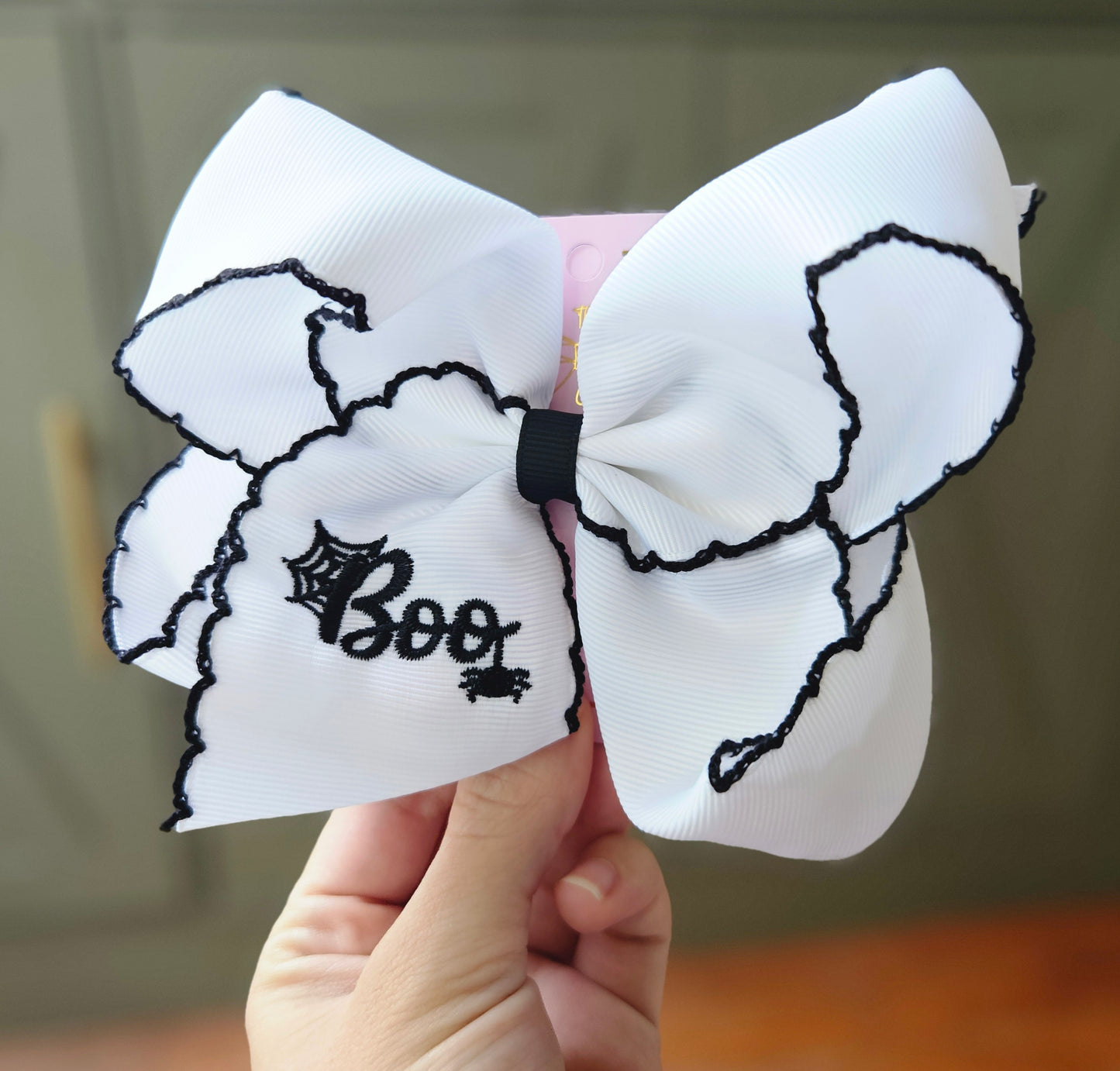 "Boo" Halloween Clip Bow
