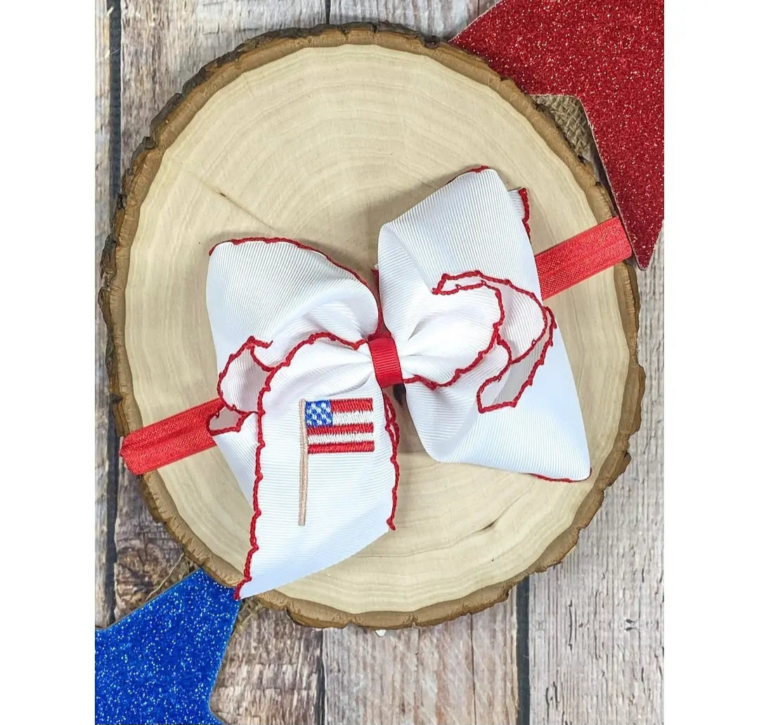 Fourth of July Flag Headband Bow