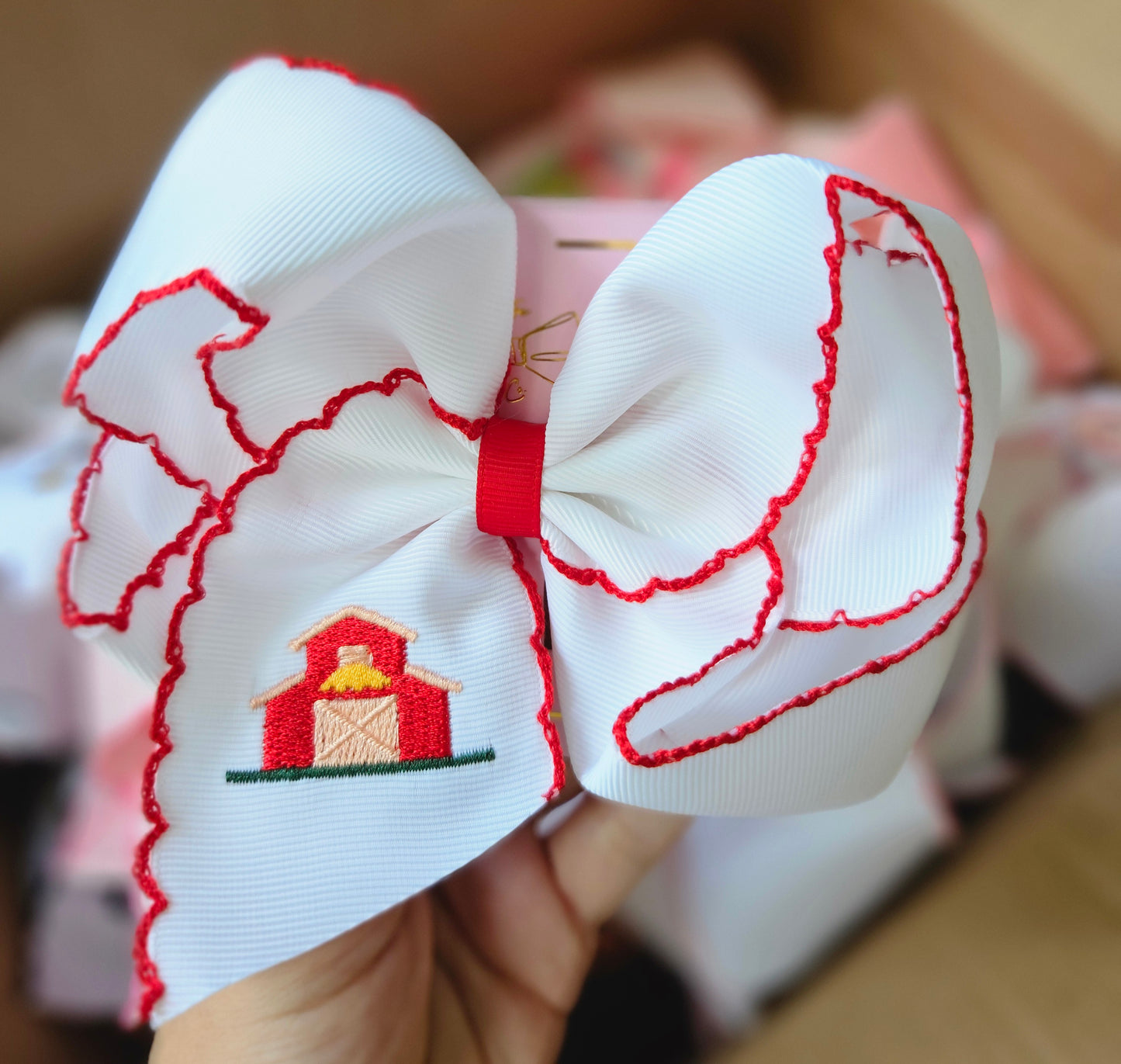 Red Barn Clip Bow