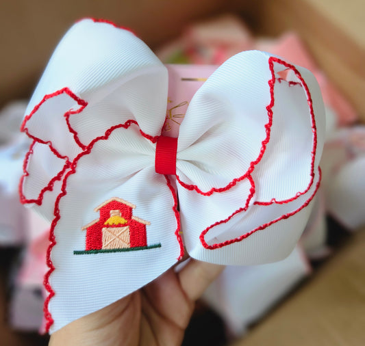 Red Barn Clip Bow