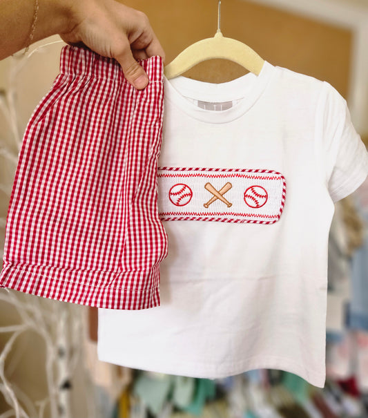Boys Smocked Baseball Season Short Set #460