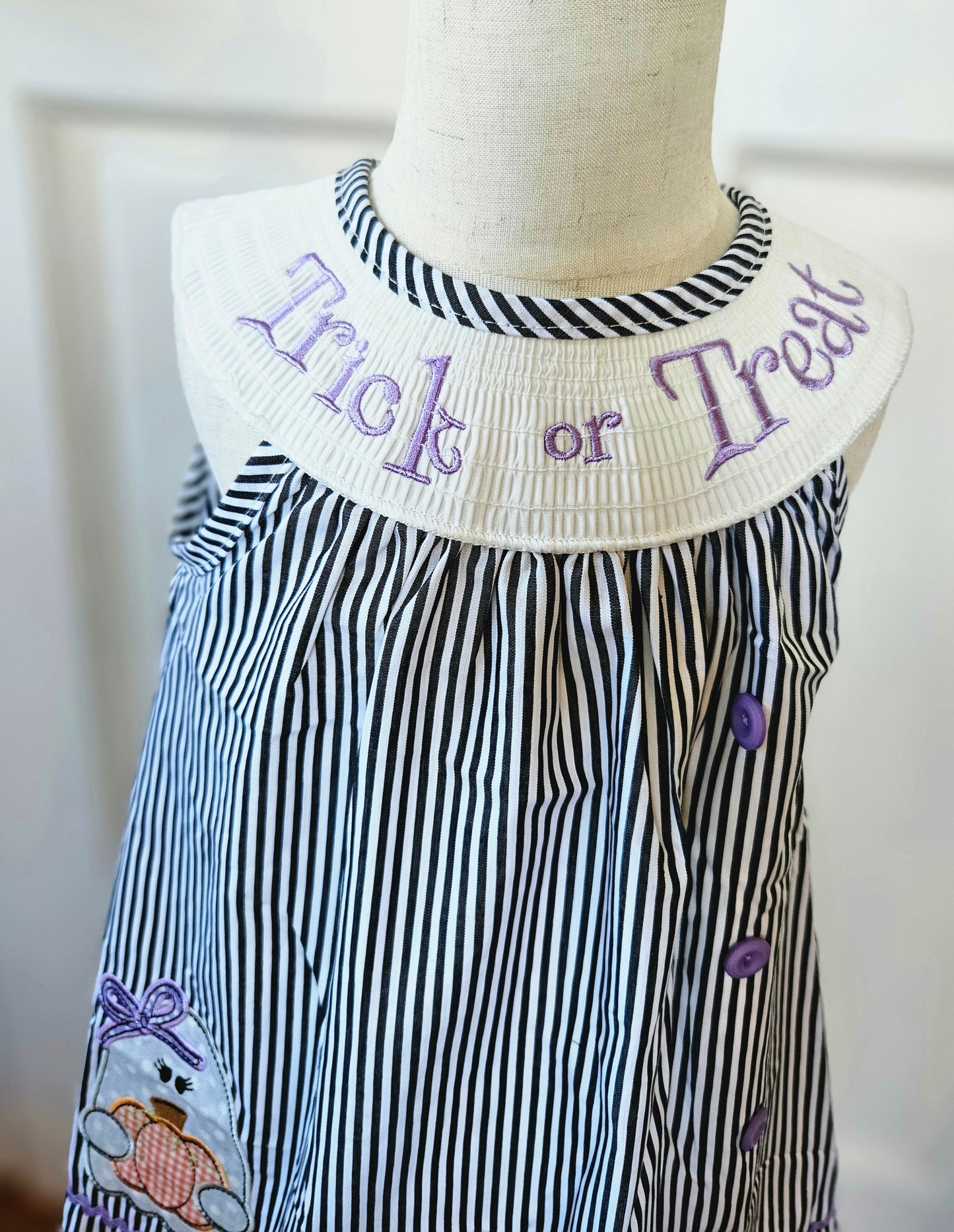 Ghost and Pumpkin Smocked Dress