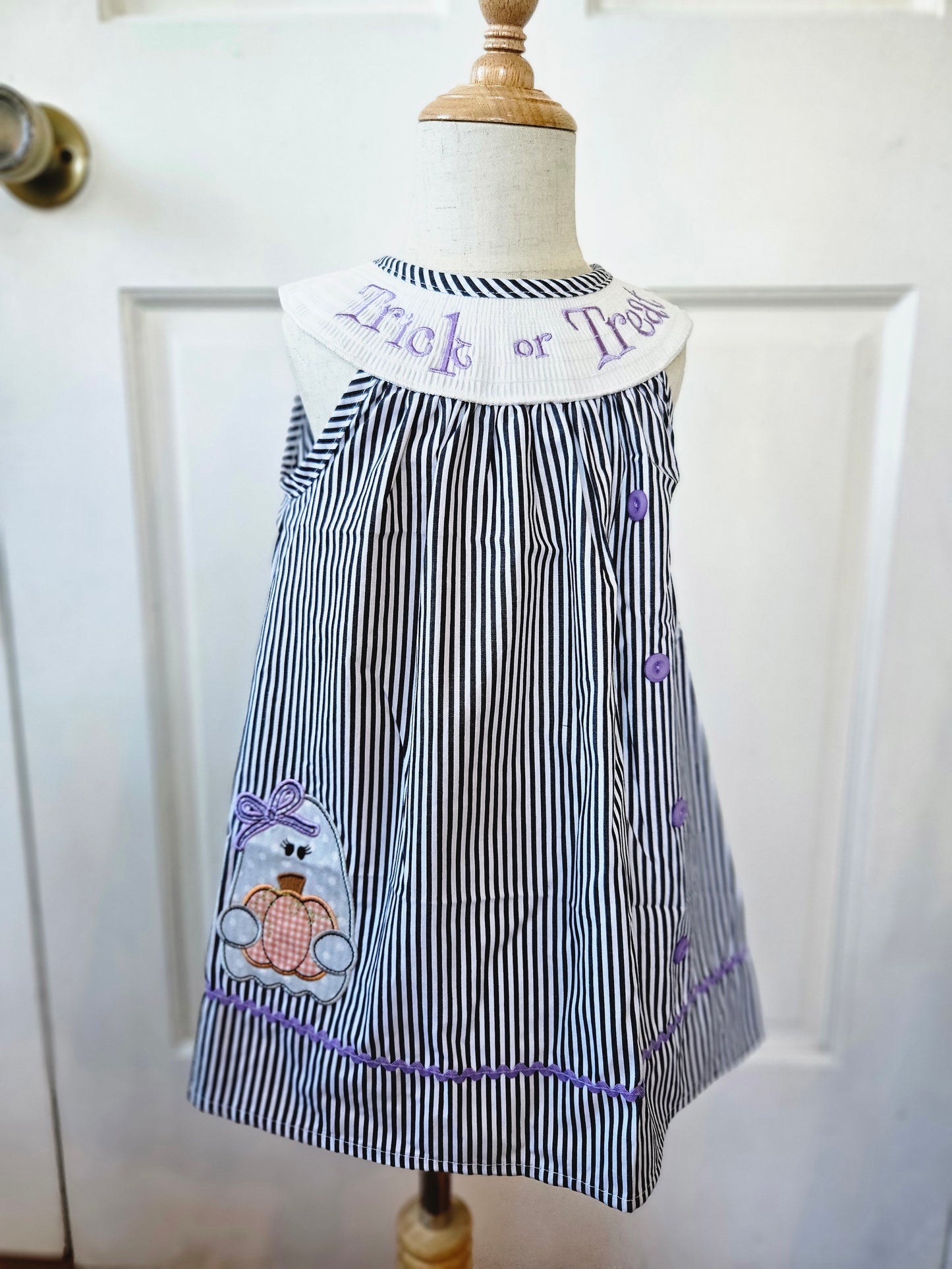 Ghost and Pumpkin Smocked Dress