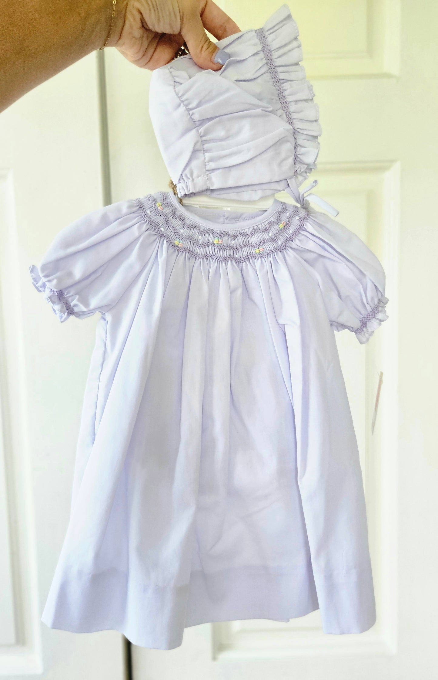Girls Lavender Smocked Heirloom Dress