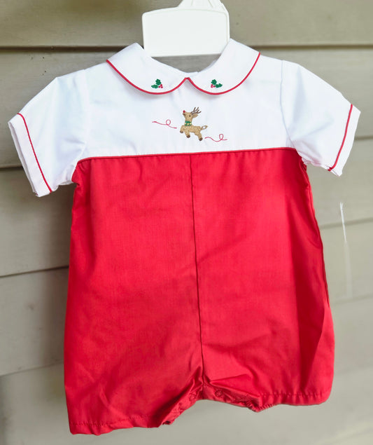 Boys Reindeer Vintage Style Romper