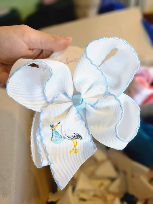 Stork "It's a Boy" Clip Bow