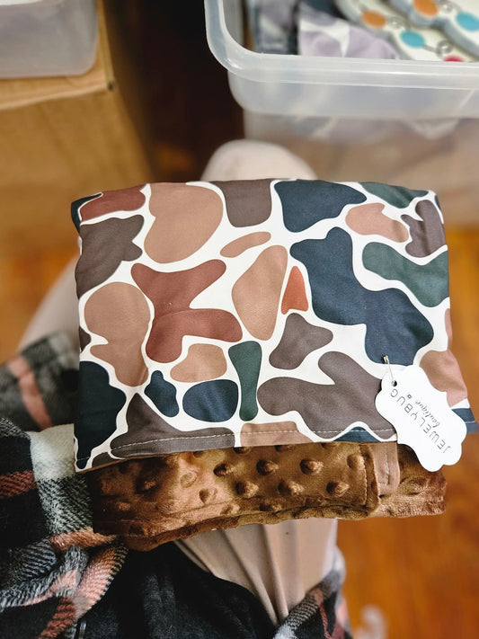 Brown and Green Camo Blanket
