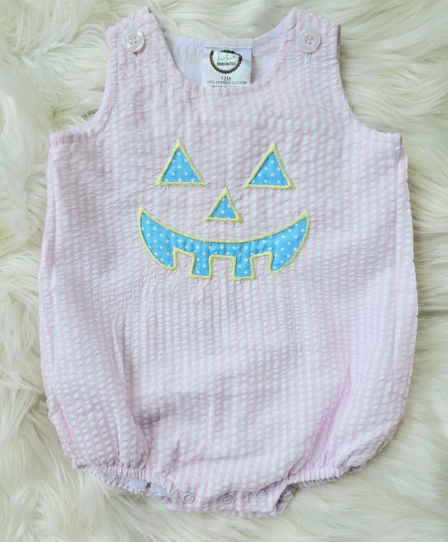 Embroidered Pumpkin Face Girls Bubble