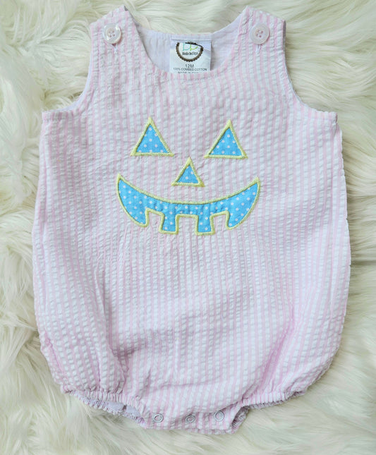 Embroidered Pumpkin Face Girls Bubble