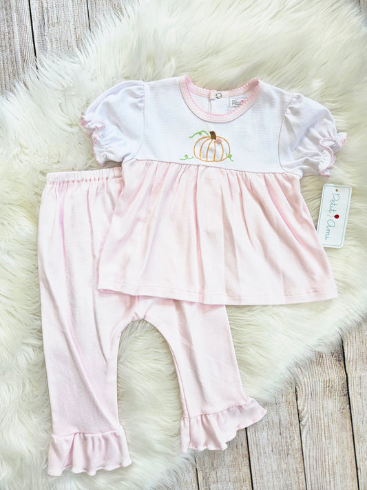 Pumpkin Embroidered Girls Set