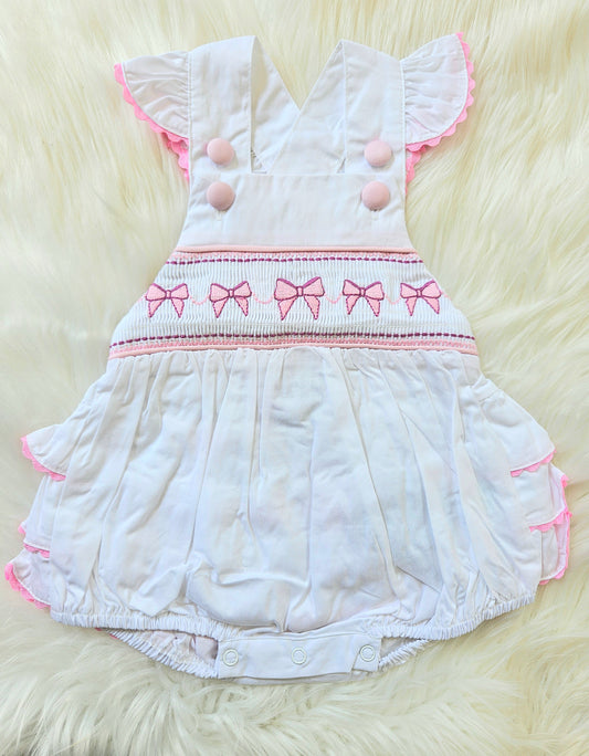 Bows and Riffle Smocked Sunsuit Bubble