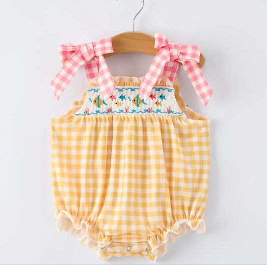 Tropical Fish Summer Smocked Bubble #536