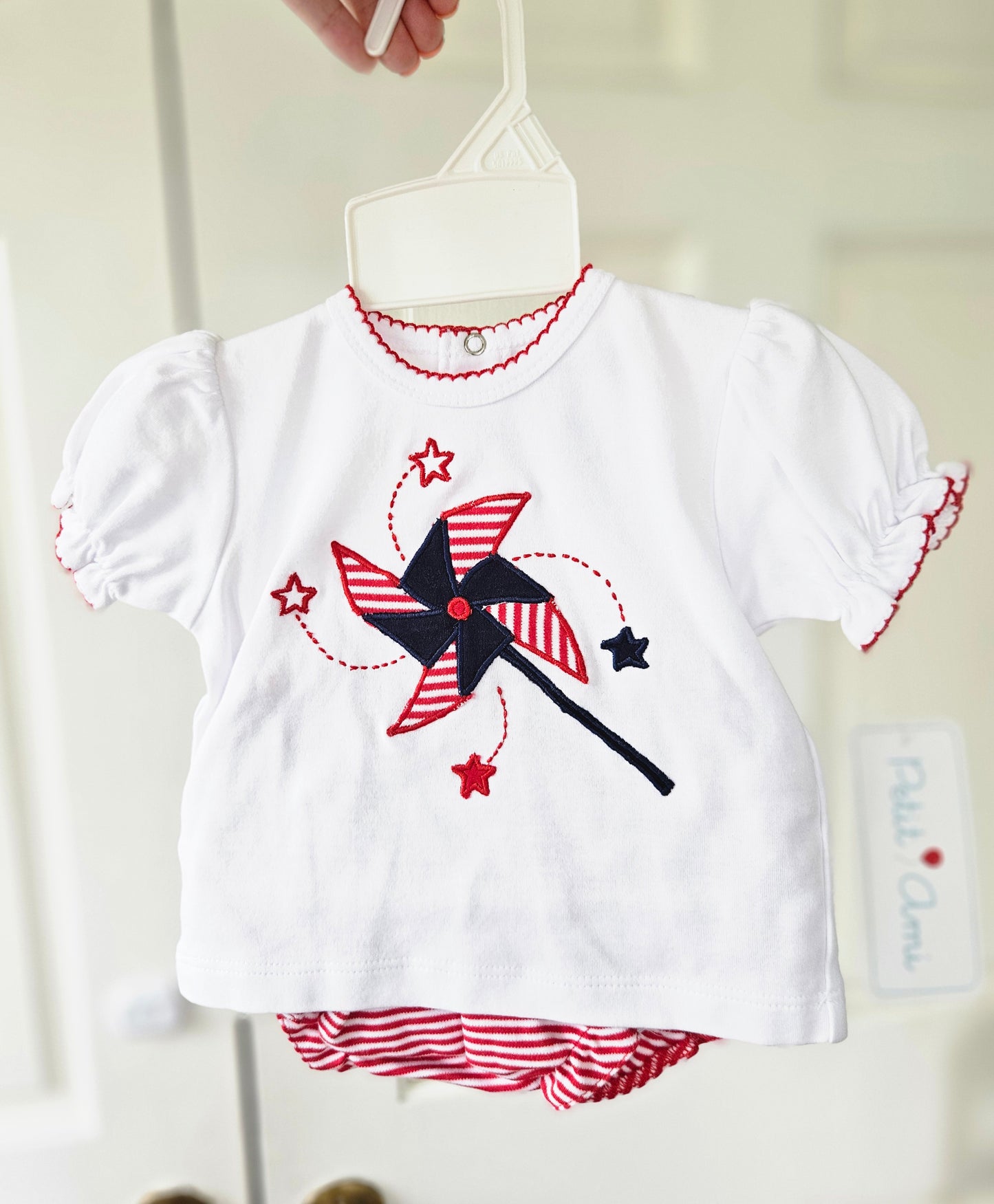 Girls Patriotic Pinwheel Diaper Set #488